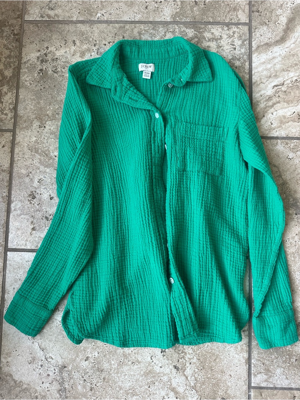 J. Crew Women's Green Textured Button-Front Shirt
